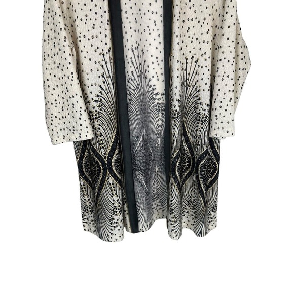 NEW Chicos Travelers Collection Foiled Peacock Jacket Size 3 XL Zipper Metallic - Picture 5 of 11